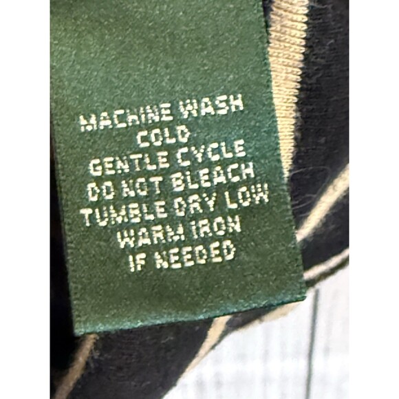 Lauren Ralph Lauren Women’s Top Black And Cream Stripe Medium 3/4 Sleeve - Picture 4 of 5